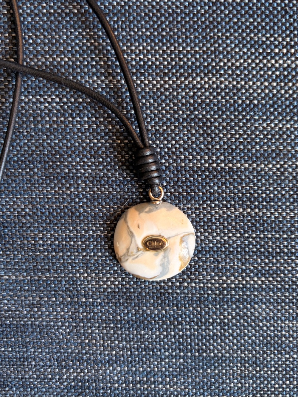 Chloe Ceramic Stone Pendant on Leather Cord Necklace - Picture 5 of 10